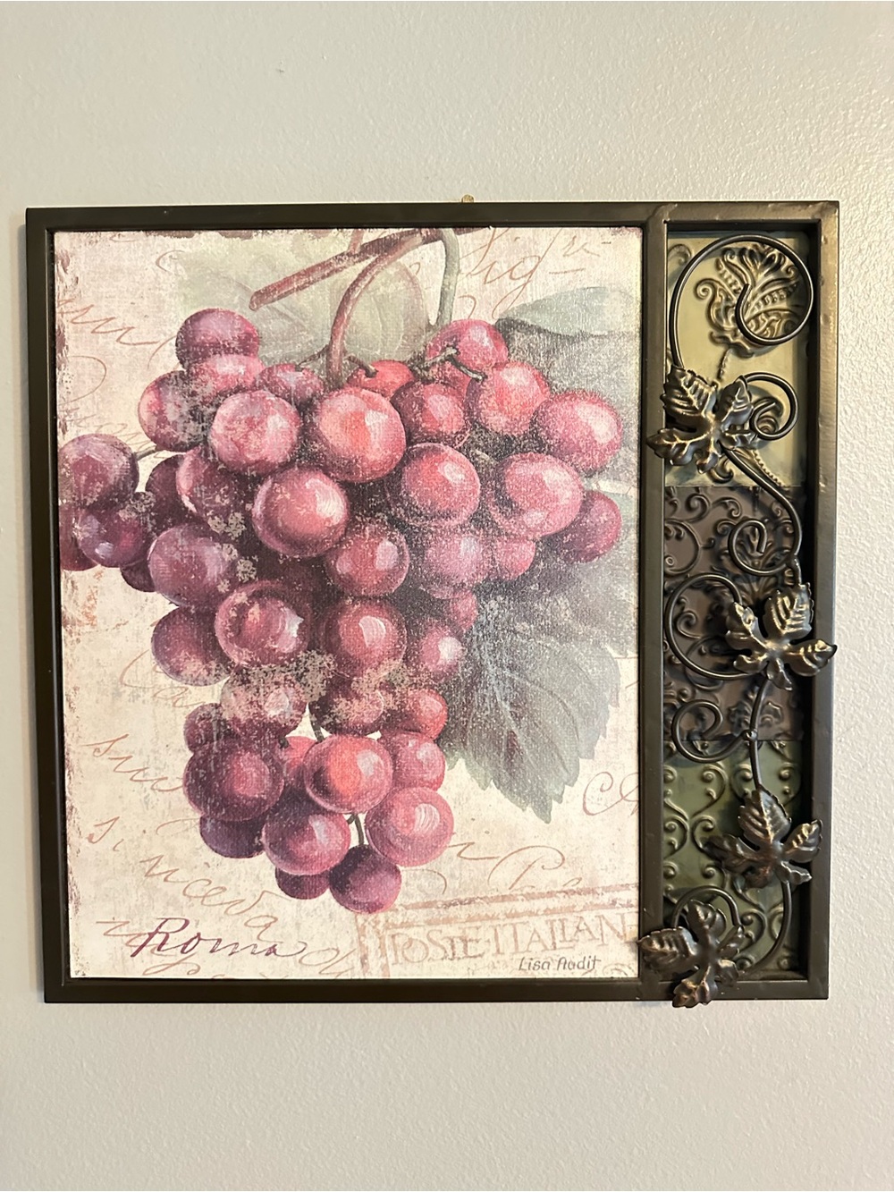 Y2K Lisa Audit New View Tuscan Grapes Metal Wall Art Italian Kitchen 14x14